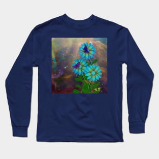 Blue flowers and butterflies Long Sleeve T-Shirt